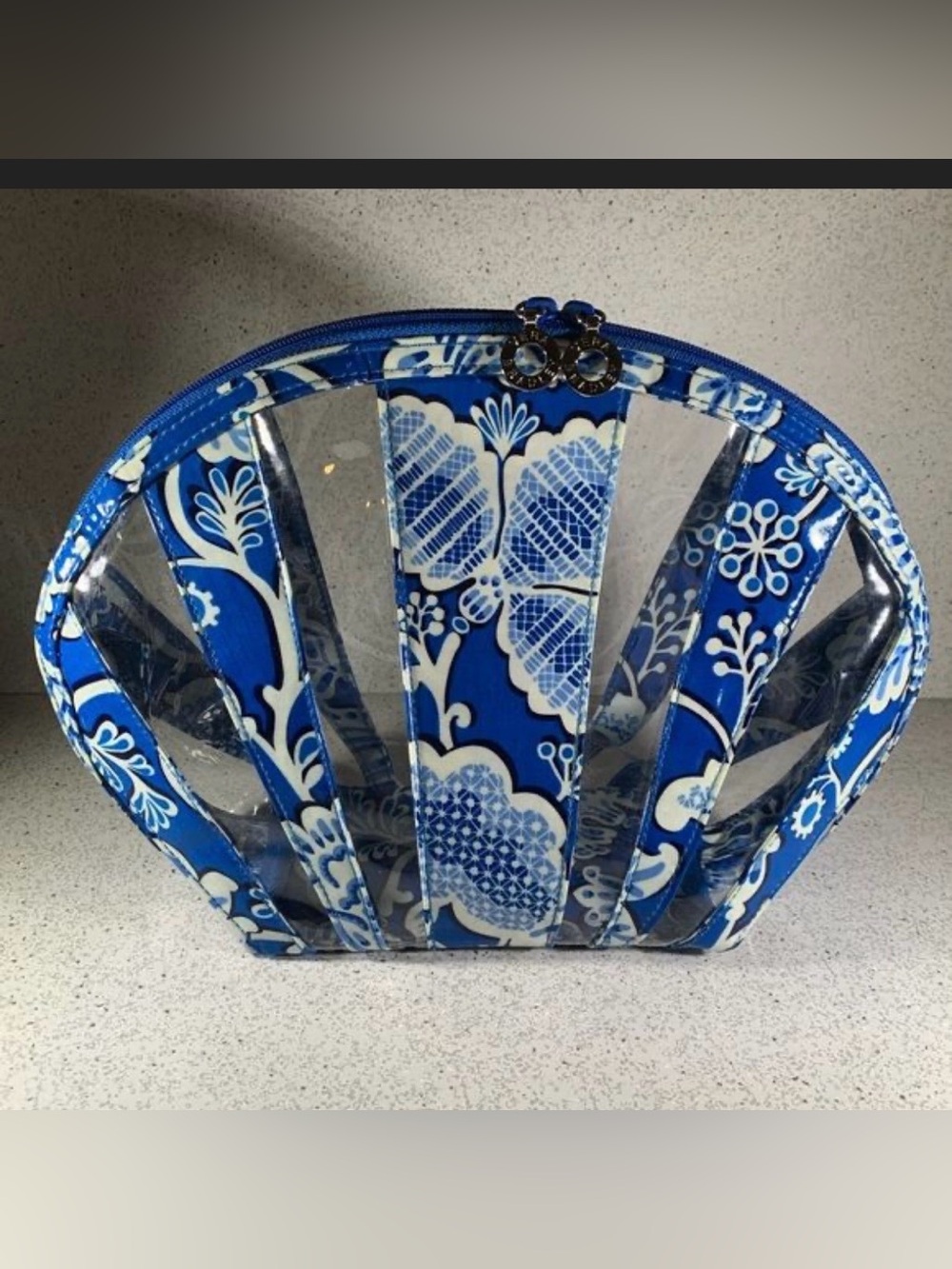 Rare Vera Bradley Little Seashell Make Up Bag in Blue Lagoon